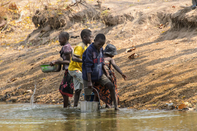 Children Getting Water