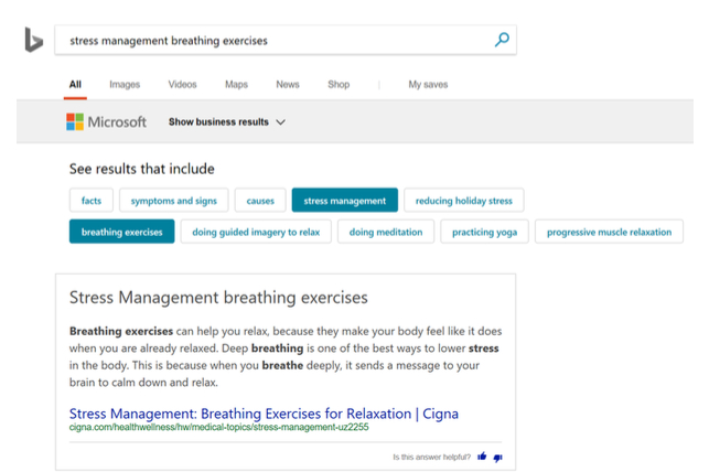 Bing conversational search about breathing exercises