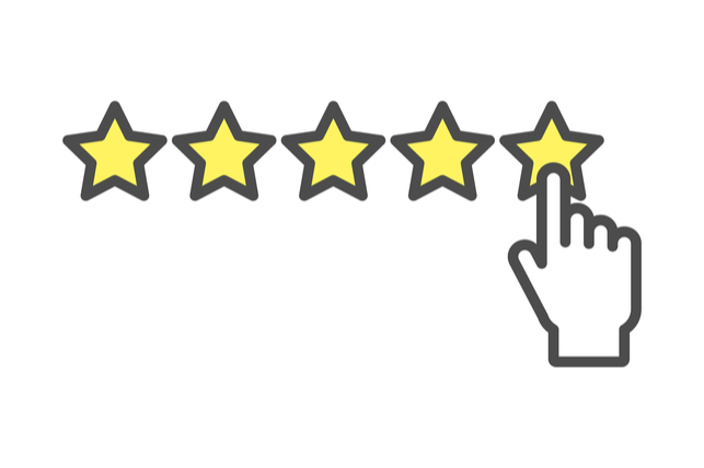 digital finger dictating a 5-star review