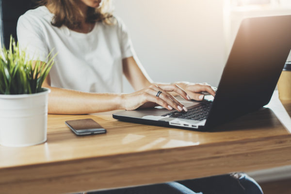 woman typing