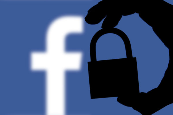 FAcebook logo with shadowed lock on top