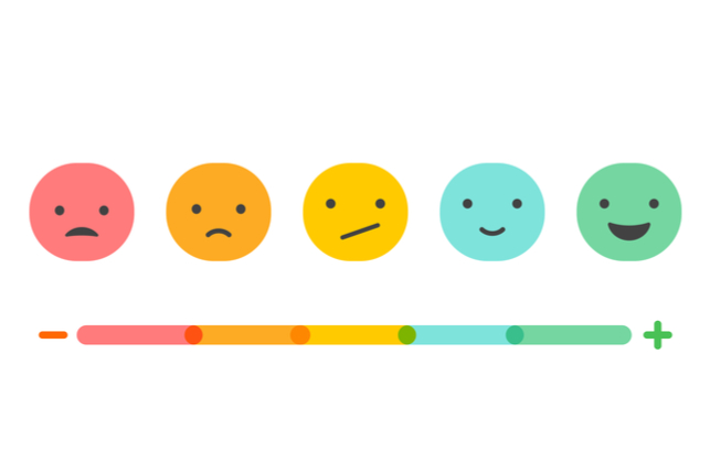 colorful faces depicting an emotional scale