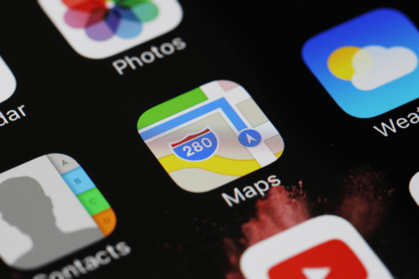 phone screen displaying apple maps app