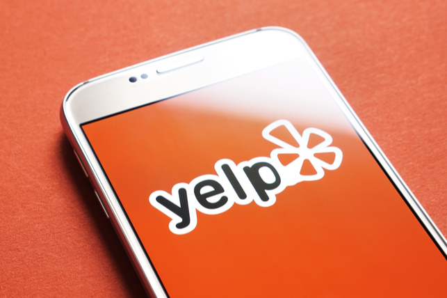 Yelp app open on phone screen