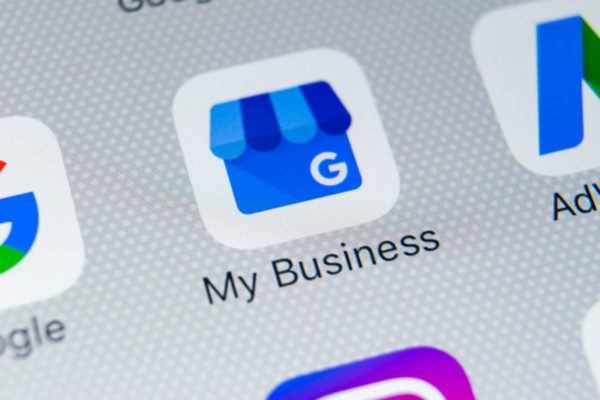 Google business icon on phone screen