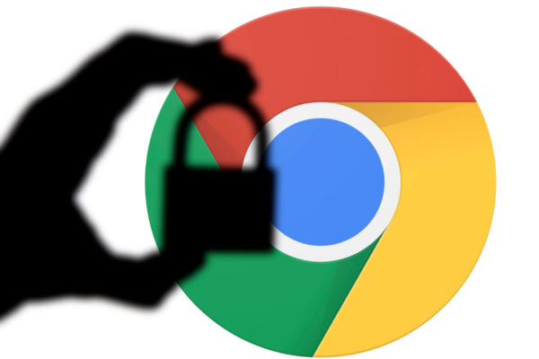 Google Chrome logo with lock shadowed over it