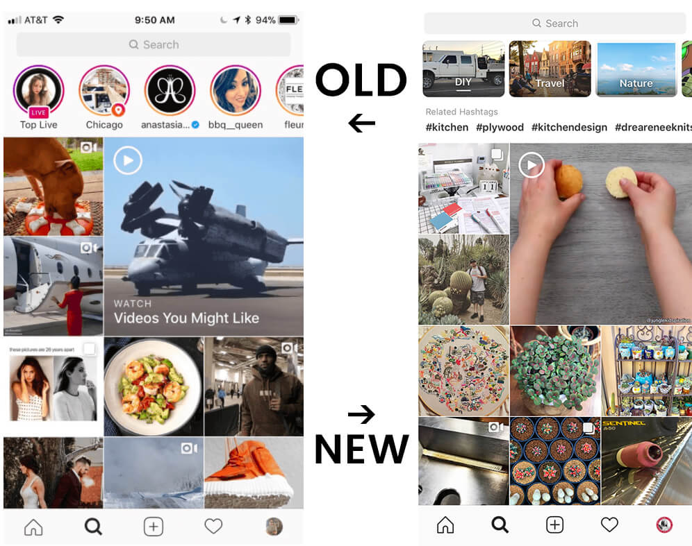 Instagram Explore Tab Upgrades