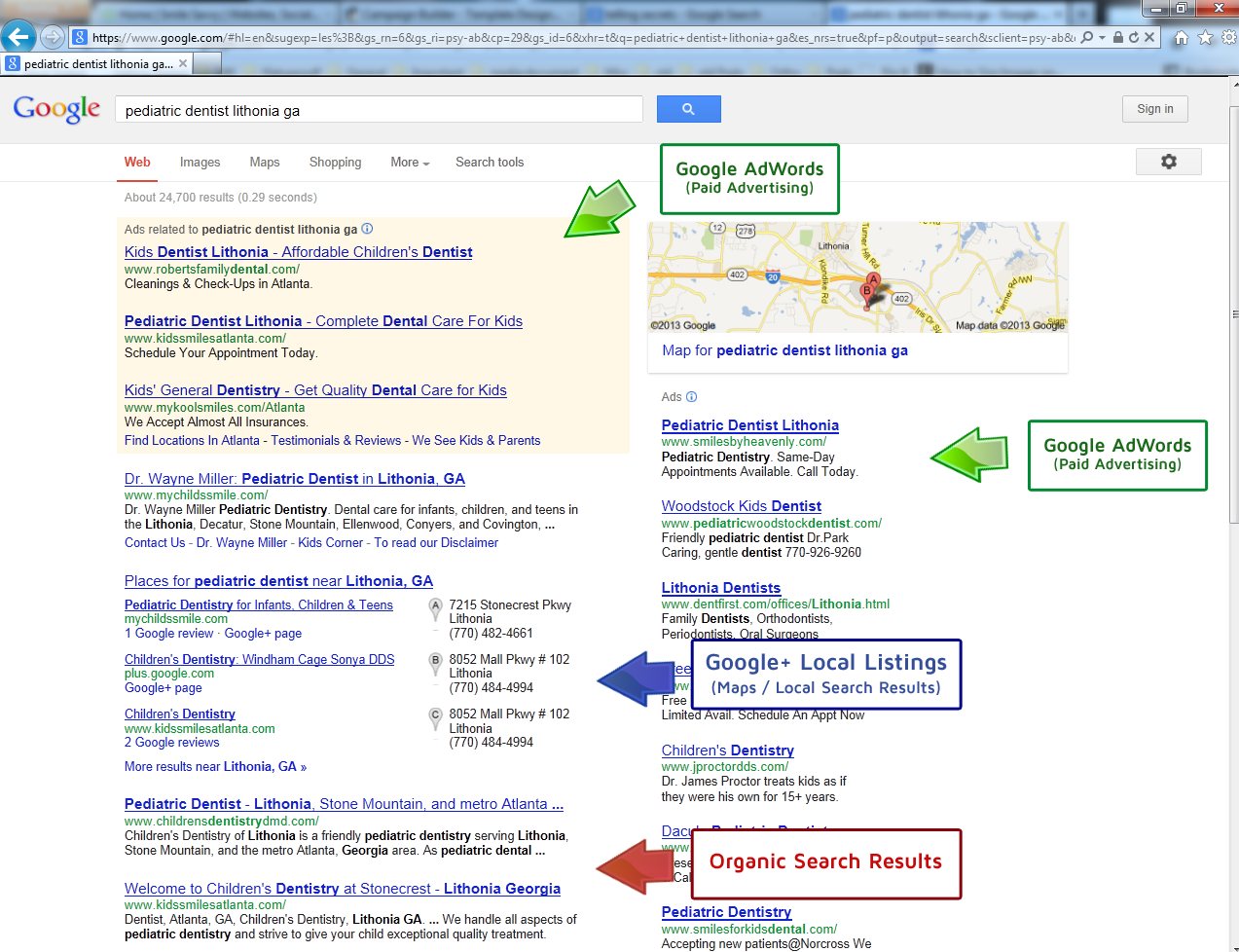 google search engine listing